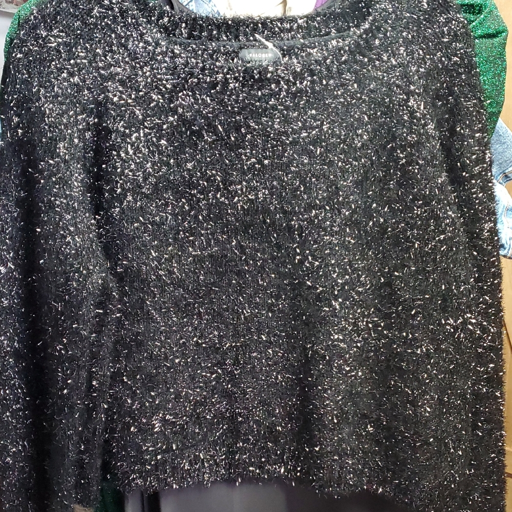 Halogen 2 Piece Spaghetti Strap Dress with Black Pullover Sweater -Size L